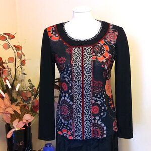 NWOT Zoe Women’s Multi Color Print Lightweight Long Sleeve Knit Cardigan Sweater
